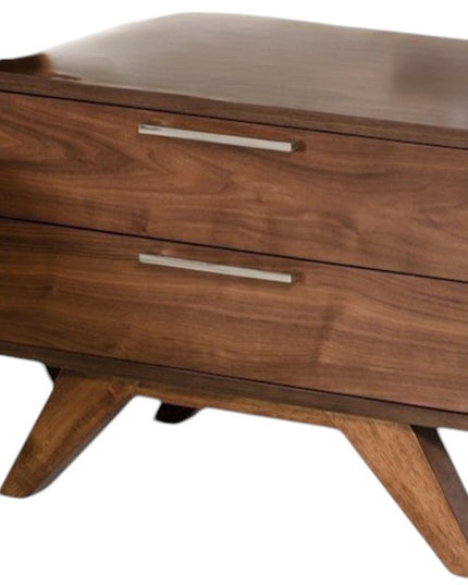 18" Wood and Solid Wood Two Drawer Nightstand