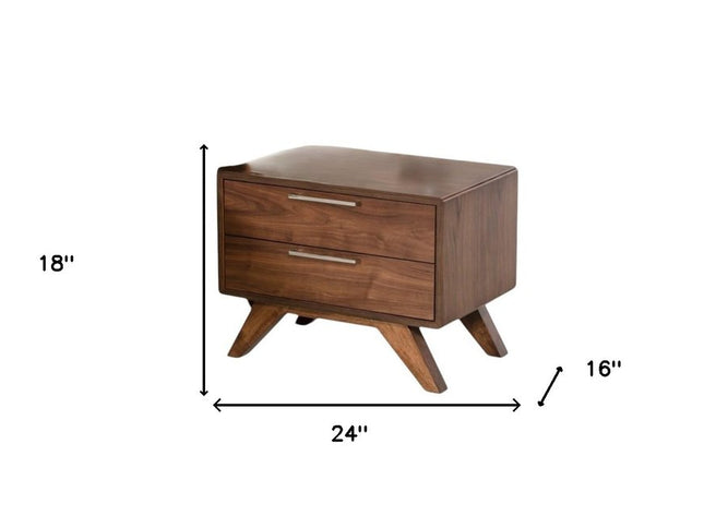 18" Wood and Solid Wood Two Drawer Nightstand