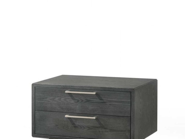 18" Solid Wood and Wood Two Drawer Nightstand