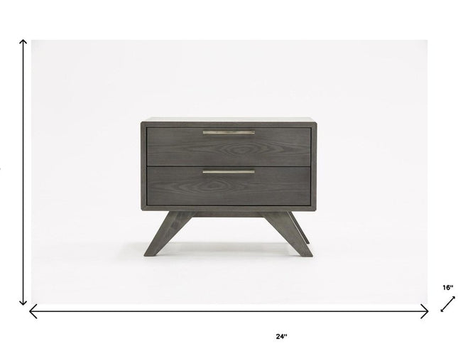 18" Solid Wood and Wood Two Drawer Nightstand