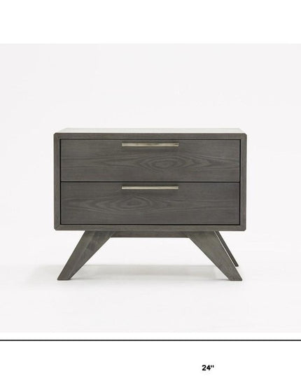 18" Solid Wood and Wood Two Drawer Nightstand