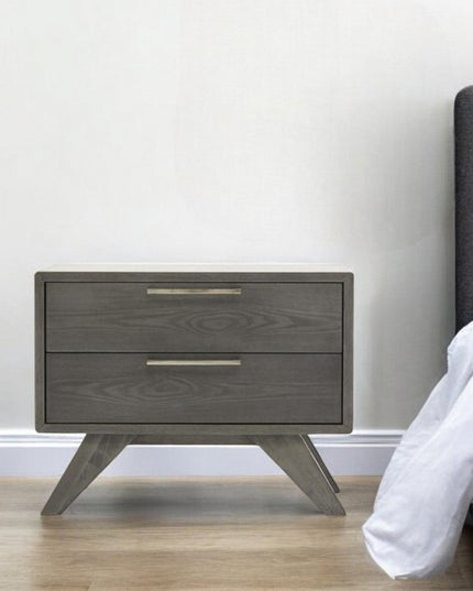 18" Solid Wood and Wood Two Drawer Nightstand