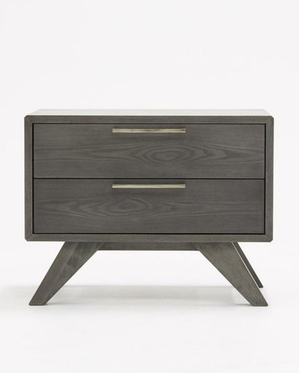 18" Solid Wood and Wood Two Drawer Nightstand