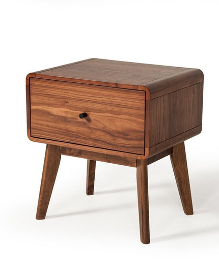 Modern Mid Century Walnut Nightstand with Single Drawer