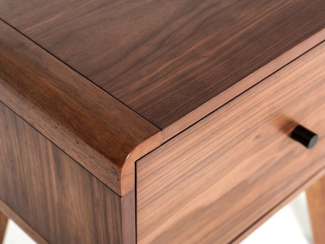 Modern Mid Century Walnut Nightstand with Single Drawer