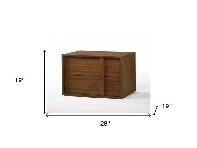 19" Solid Wood and Wood Two Drawer Nightstand