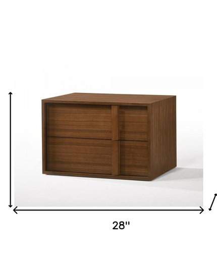 19" Solid Wood and Wood Two Drawer Nightstand