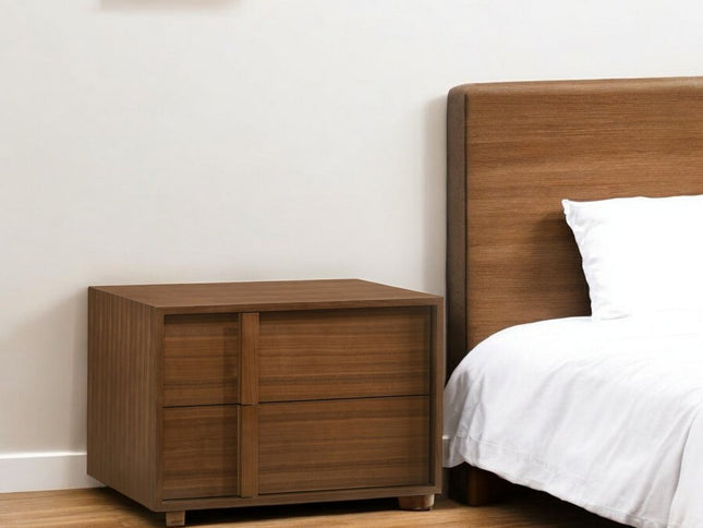 19" Solid Wood and Wood Two Drawer Nightstand