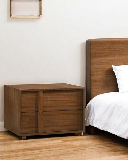 19" Solid Wood and Wood Two Drawer Nightstand