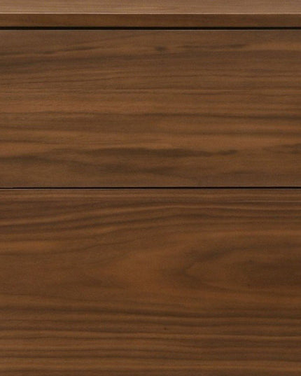 Modern Walnut Brown Nightstand with Two Drawers