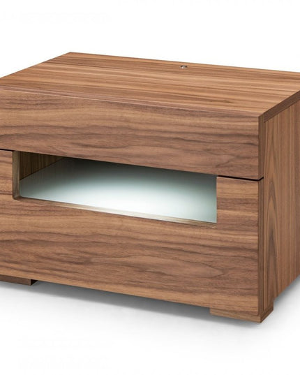 16" Wood Lighted Two Drawer Nightstand