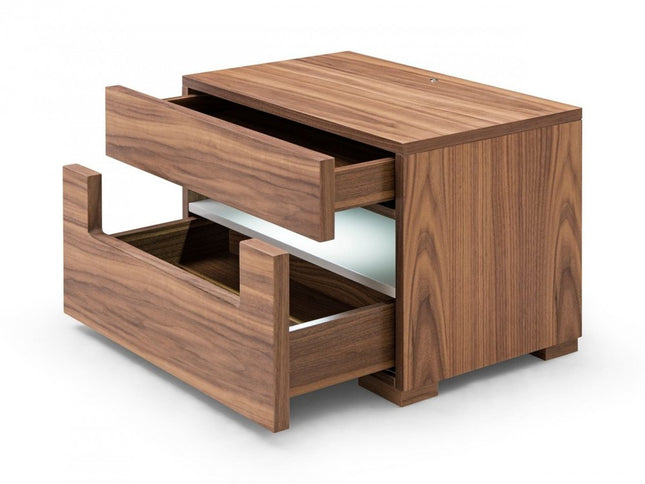 16" Wood Lighted Two Drawer Nightstand