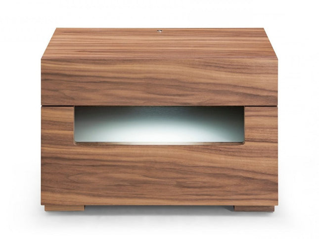 16" Wood Lighted Two Drawer Nightstand