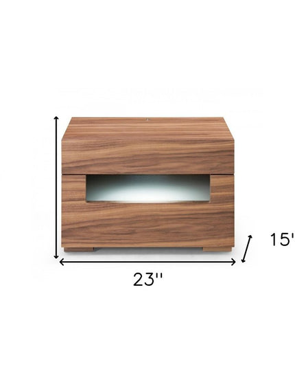 16" Wood Lighted Two Drawer Nightstand