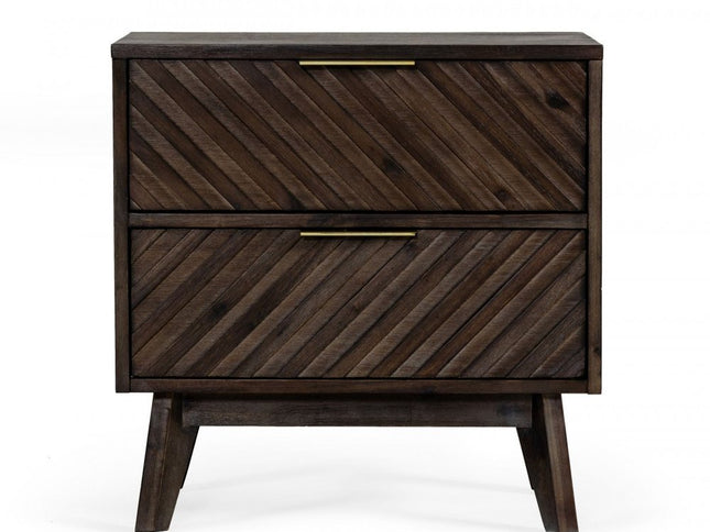 24" Solid Wood and Wood Two Drawer Nightstand