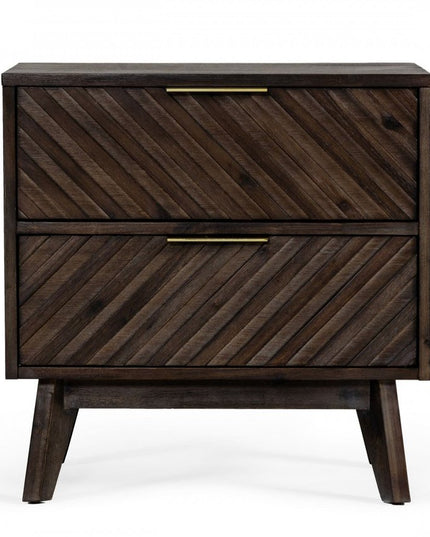 24" Solid Wood and Wood Two Drawer Nightstand