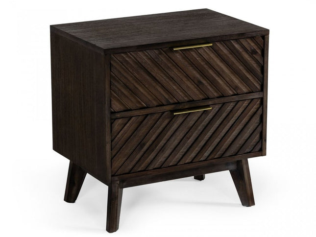 24" Solid Wood and Wood Two Drawer Nightstand