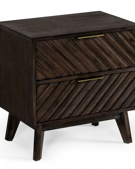 24" Solid Wood and Wood Two Drawer Nightstand