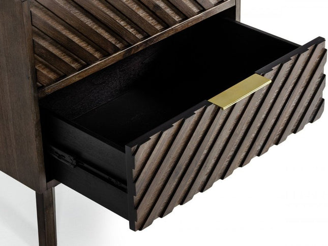 24" Solid Wood and Wood Two Drawer Nightstand