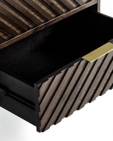 24" Solid Wood and Wood Two Drawer Nightstand