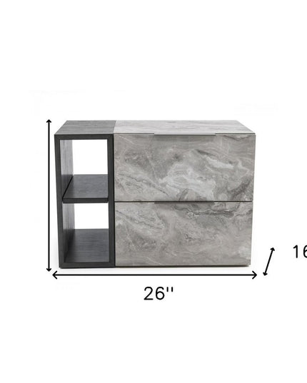 18" Wood Two Drawer Nightstand