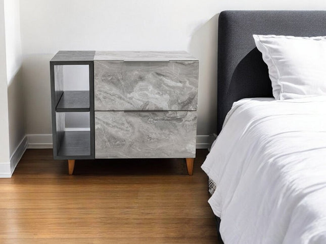 18" Wood Two Drawer Nightstand