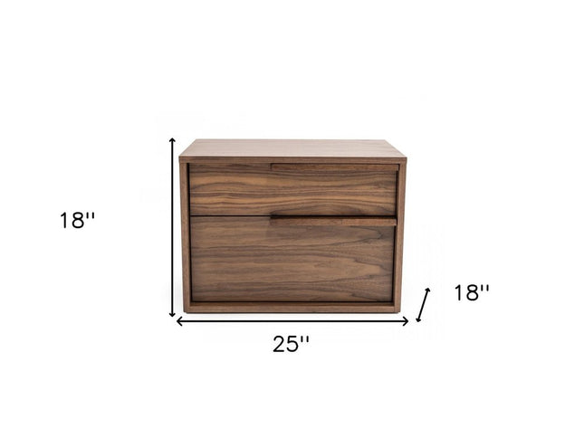 18" Wood Two Drawer Nightstand