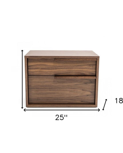 18" Wood Two Drawer Nightstand