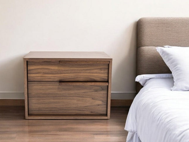 18" Wood Two Drawer Nightstand