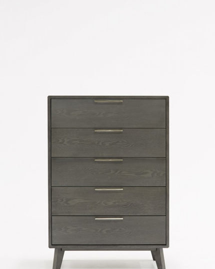 30" Grey Wash Solid Wood Five Drawer Chest