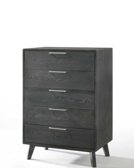 30" Grey Wash Solid Wood Five Drawer Chest