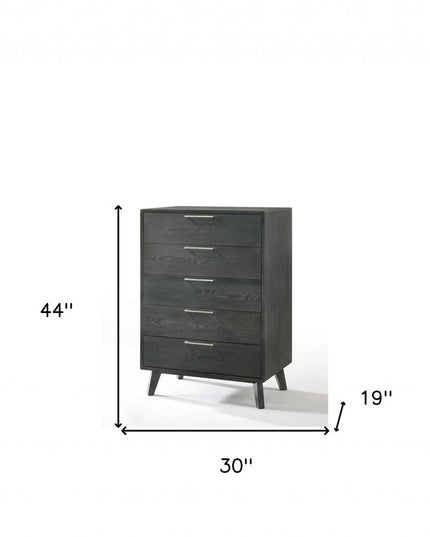 30" Grey Wash Solid Wood Five Drawer Chest