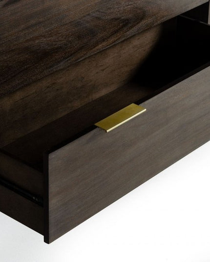 39" Dark Acacia Solid Wood Five Drawer Dresser