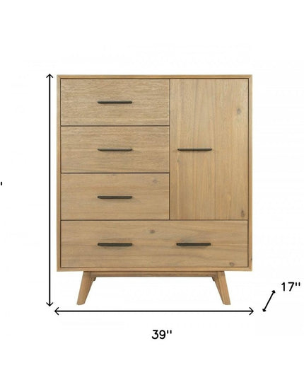 39" Walnut Solid Wood Four Drawer Gentlemans Chest