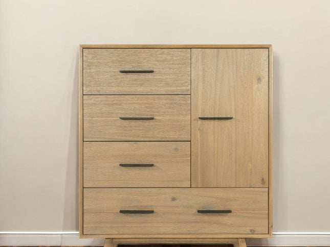 39" Walnut Solid Wood Four Drawer Gentlemans Chest