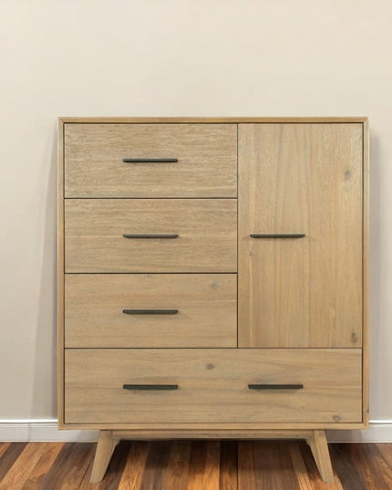 39" Walnut Solid Wood Four Drawer Gentlemans Chest