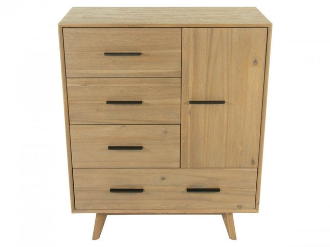 39" Walnut Solid Wood Four Drawer Gentlemans Chest