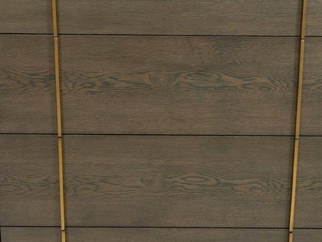 39" Dark Brown and gold Solid Wood Four Drawer Dresser