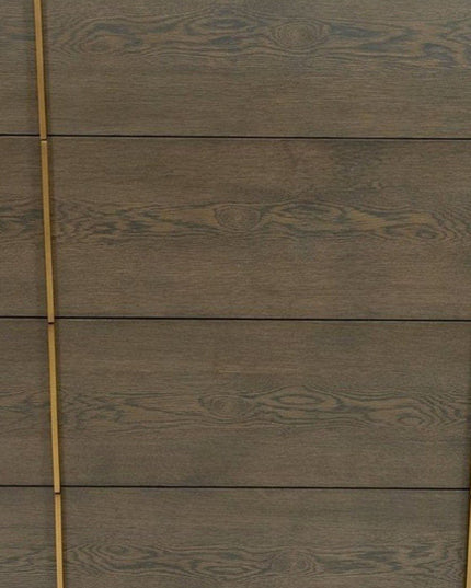 39" Dark Brown and gold Solid Wood Four Drawer Dresser