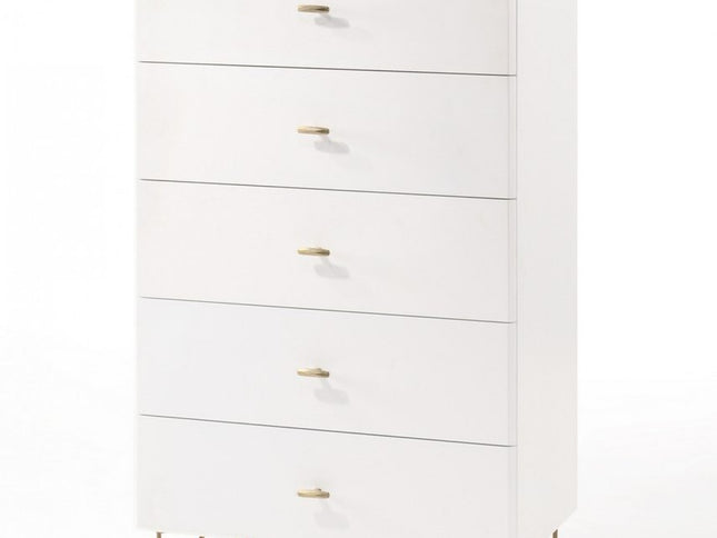 30" White Manufactured Wood Five Drawer Chest