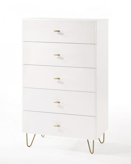 30" White Manufactured Wood Five Drawer Chest