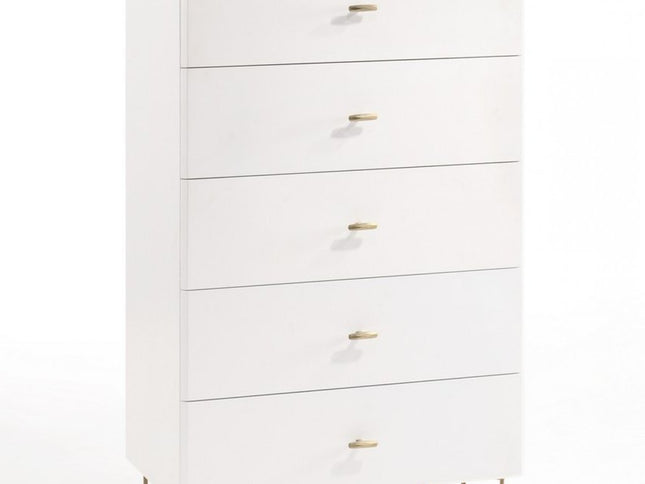 30" White Manufactured Wood Five Drawer Chest