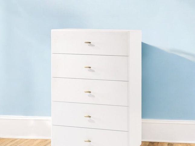 30" White Manufactured Wood Five Drawer Chest