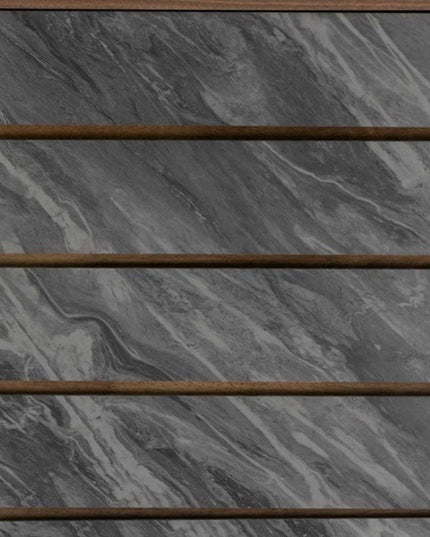 63" Walnut And Grey Faux Marble Wood Six Drawer Double Dresser