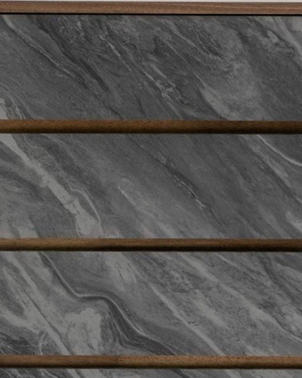 63" Walnut And Grey Faux Marble Wood Six Drawer Double Dresser