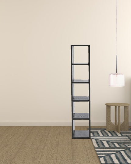 63" Grey Faux Marble and Black Wood Six Drawer Double Dresser