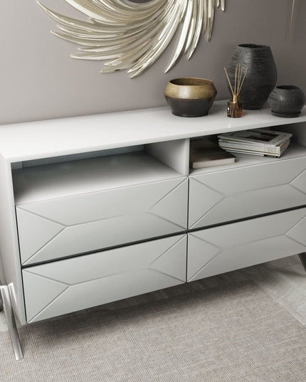 61" White Manufactured Wood Four Drawer Double Dresser