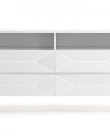 61" White Manufactured Wood Four Drawer Double Dresser