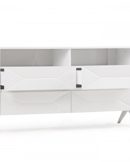 61" White Manufactured Wood Four Drawer Double Dresser