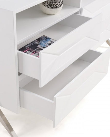 61" White Manufactured Wood Four Drawer Double Dresser